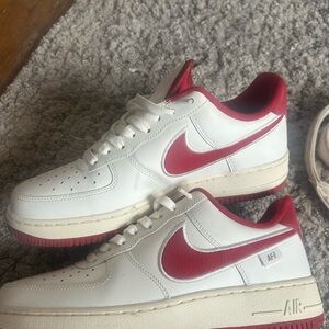 Nike Air Force 1 Classic Sneakers White Burgundy Athletic Shoes